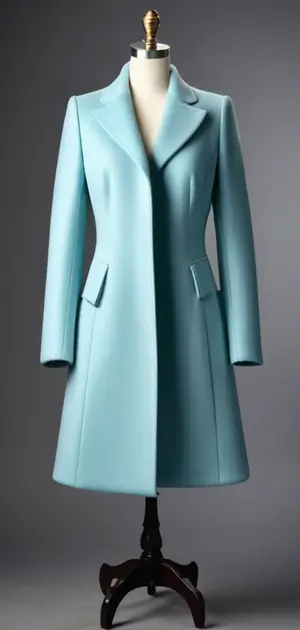 Sky blue coat with simple cut on mannequin