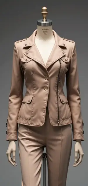 Sleek beige Jackets on mannequin