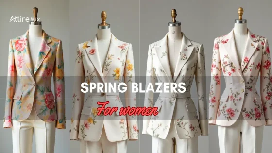 Collage of spring blazers for women with floral designs