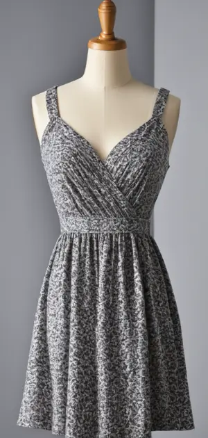 Grey floral print spring dress