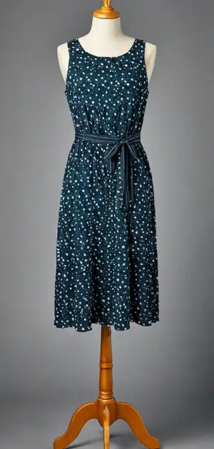 dress Navy polka-dot belted
