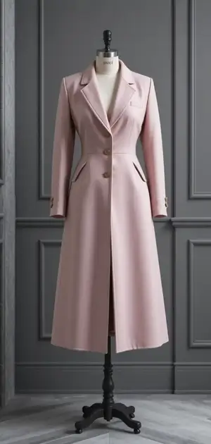Elegant long pink coat for women