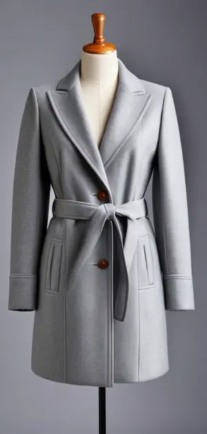 Dark grey belted spring coat for women