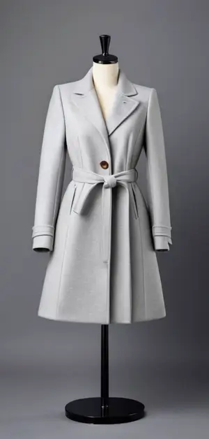 Light grey spring coat with belt for women