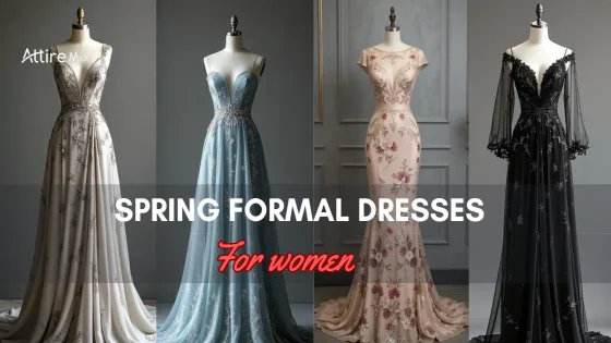 collection of Spring Formal Dresses For women in various designs.