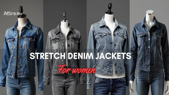 Range of Stretch Denim Jackets For Women on mannequins