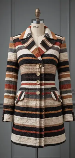 Colorful striped coat with buttons for women