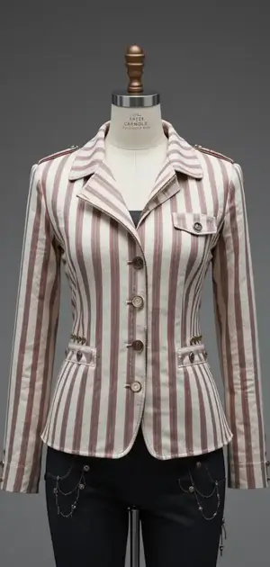 Pink and white striped Jacket on mannequin