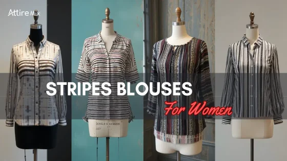 A variety of women’s striped blouses in colourful and modern designs.