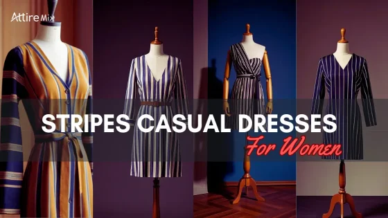 Women’s striped casual dress in pastel colors.