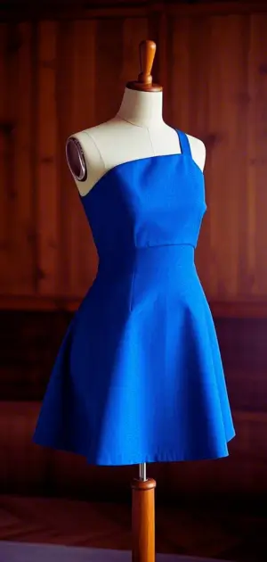 Sleeveless blue maxi dress with tie-waist design