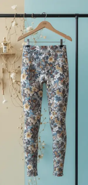 Women’s cotton-blend leggings with colourful floral prints for a trendy look.