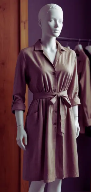 Neutral wrap dress with ruffles