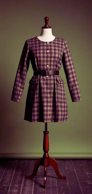 Plaid tunic dress paired with boots