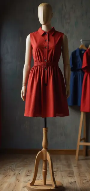 Red tiered midi dress for spring