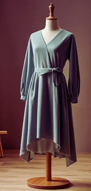 Women’s midi shirt dress with a belt.