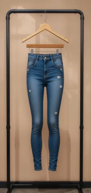 Women’s stretch denim leggings are styled for a sleek and fashionable look.