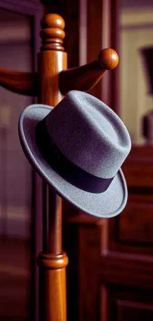 : Gray wide-brim formal men’s hat