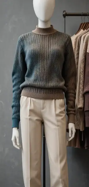 Stylish green cotton sweater displayed on a mannequin