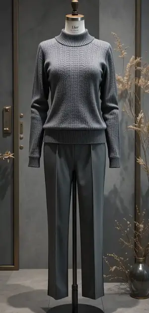 Mannequin in a gray sweater and gray trousers