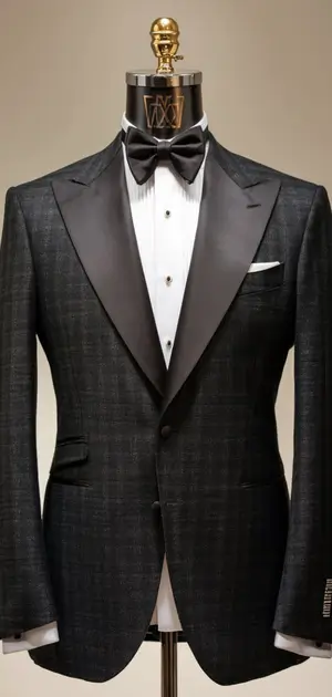 Dark grey checked tuxedo suit