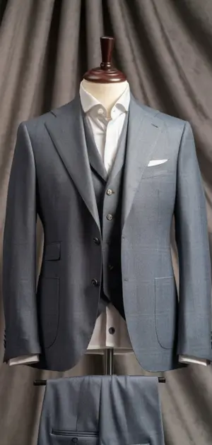 Light grey tailored three-piece suit