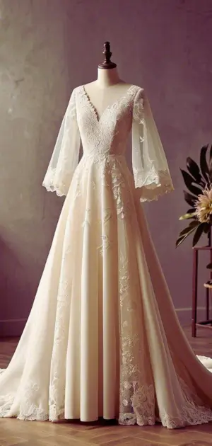 Velvet formal gown for winter weddings in emerald green.