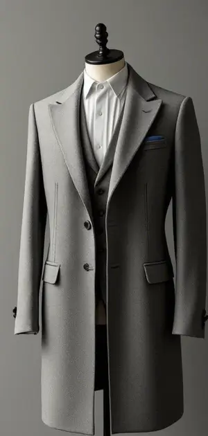 Single-breasted grey Tommy Hilfiger men's coat with a classic lapel design