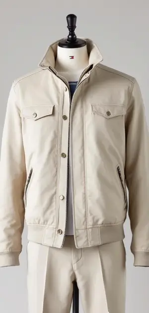Cream-coloured Tommy Hilfiger jacket with a high collar and flap pockets