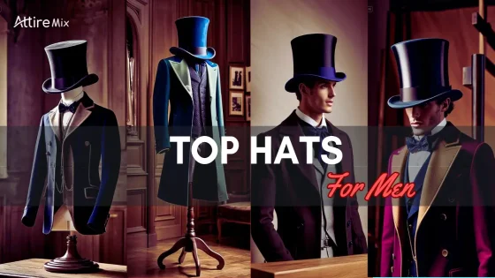 Classic black top hat for formal men’s style.