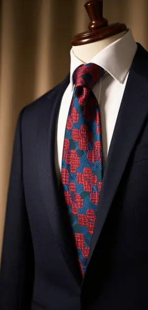 Classic blue and red wool tie for men’s formal winter attire