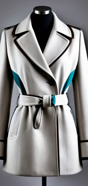 Stylish grey coat with teal and black accents
