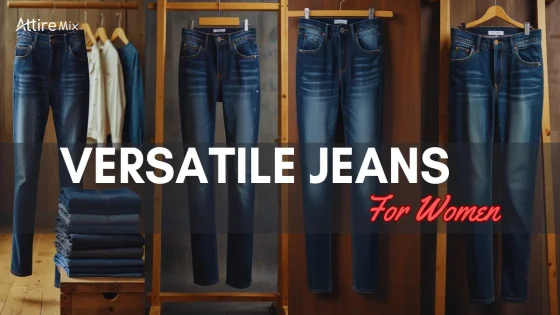 Stylish woman wearing versatile jeans for day to night outfits