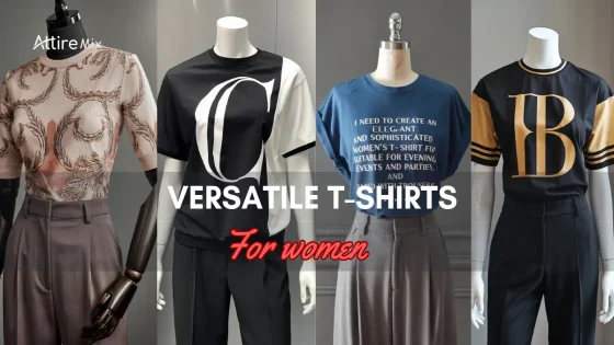 Mannequins showcasing four different styles of Versatile T-Shirts For women