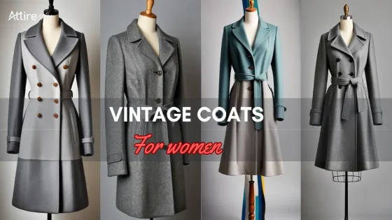 Collection of vintage coats for women displayed on mannequins
