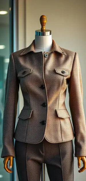 Vintage brown tweed jacket on mannequin