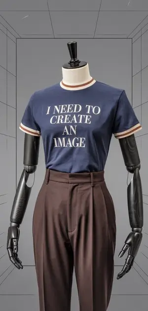 Vintage slogan t-shirt paired with high-waisted trousers