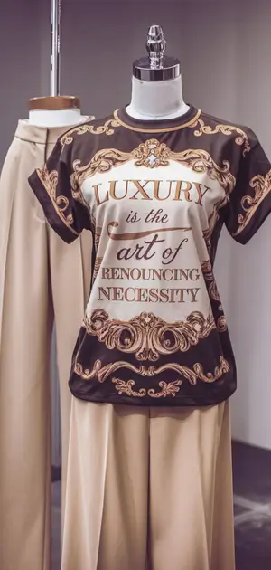Luxurious vintage t-shirt paired with elegant trousers
