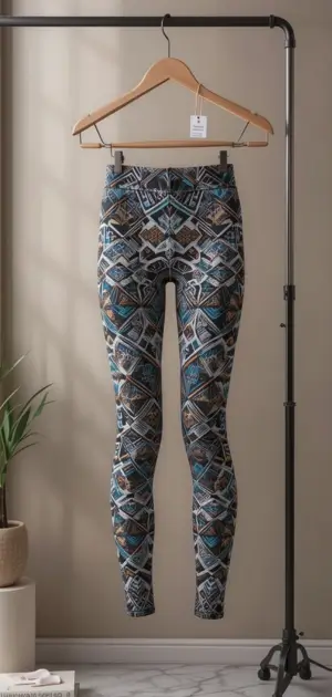 Women’s geometric leggings with bold patterns, great for everyday styling.