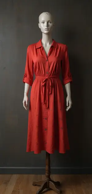 Red beach tunic dress with asymmetrical hem