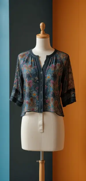 A sheer floral blouse with button details, ideal for layering in spring. 