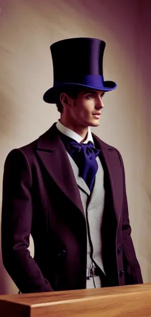 Short collapsible black wool top hat for men