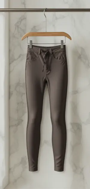 Solid dark brown leggings with a drawstring waist, ideal for effortless styling.