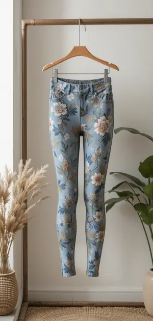 Women's high-waisted leggings in a pastel floral print for versatile wear.