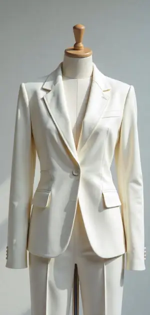 Simple and classic white blazer with slim lapels for a minimalistic look