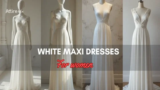 White Maxi Dresses For women collage showing various designs