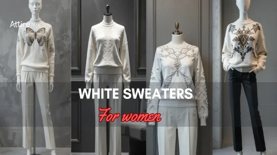 Elegant White Sweaters For women with detailed designs