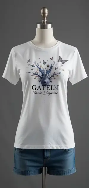 White t-shirt with an artistic anime girls print