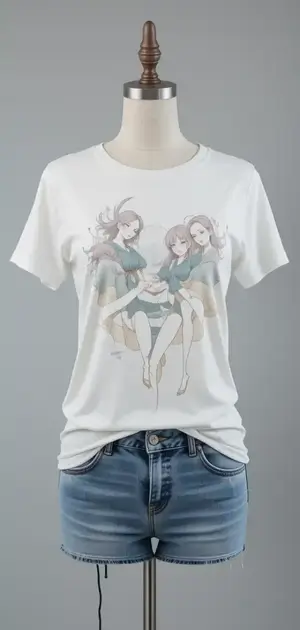White t-shirt with silver crystalline design accents