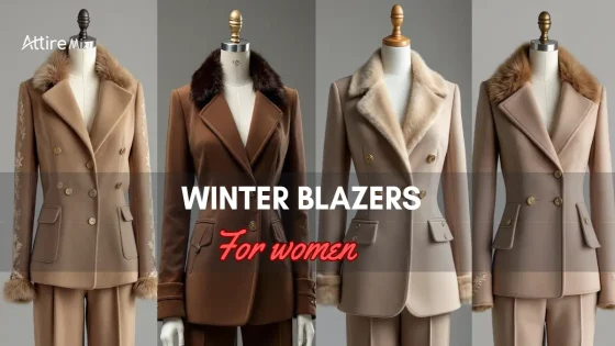 Collage of Winter Blazers For Women with fur-trimmed designs